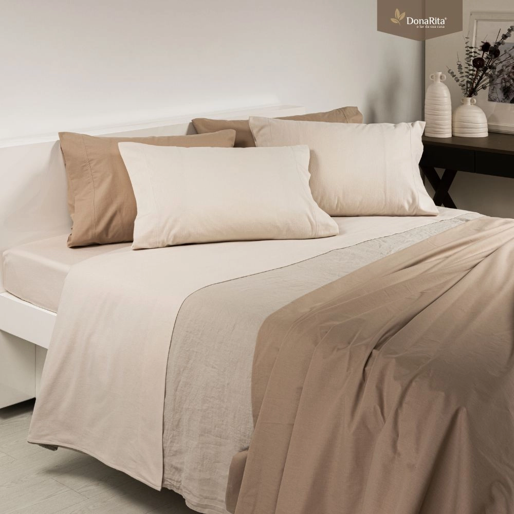 Jogo de Cama Charme Flanela Bege