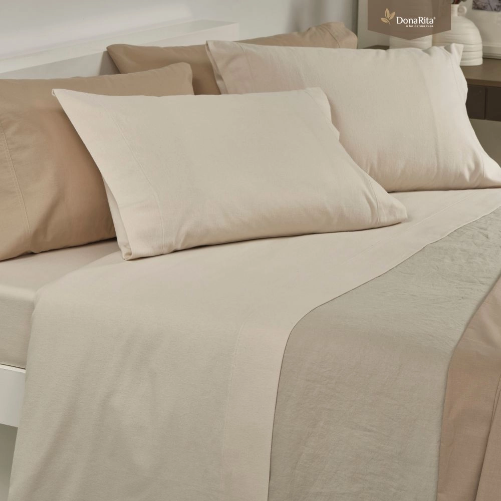 Jogo de Cama Charme Flanela Bege - Image 2