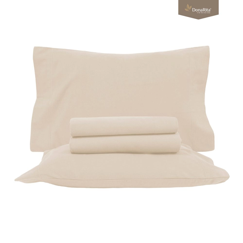 Jogo de Cama Charme Flanela Bege - Image 3